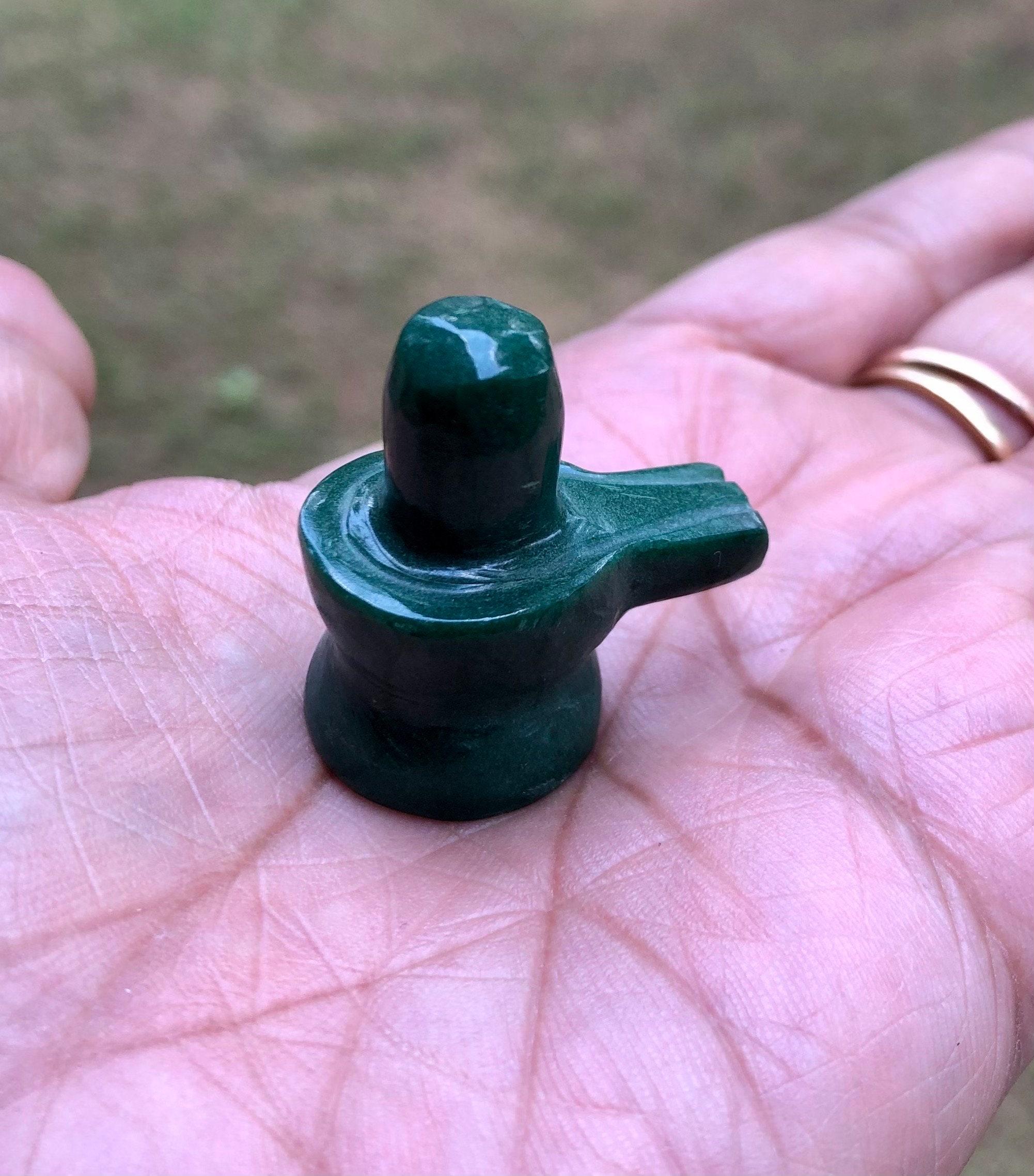 1.2 Inch Natural GREEN AVENTURINE Gemstone Shivling Shiv Ling, Handmade Hindu God Shiva Lingam Pooja, Rare Gemstone / Free Ship One Size