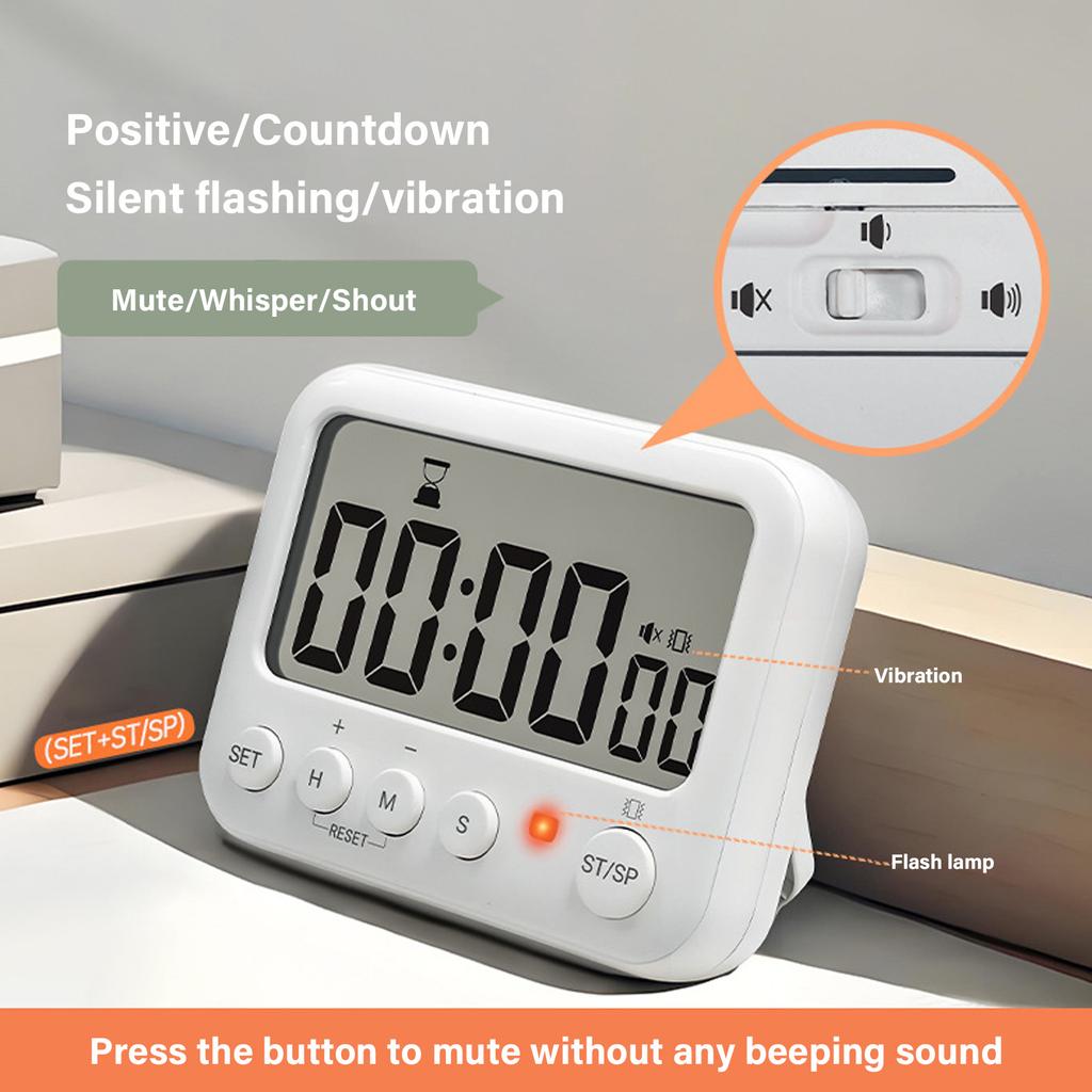 Multifunctional Digital Timer Compact Reusable Countdown Timer Large Display Mechanical Timer for Kitchen Gym Lab Use