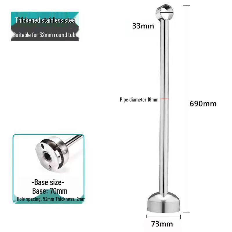 Extra Long Thick Stainless Steel Ceiling-Mounted Clothes Drying Rod Flange Bracket