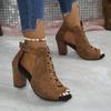 2026 Summer New Roman Fish Mouth Hollow Out Large Size 45 Buckle Sandals Thick Heel High Heel Independent Station Shoes