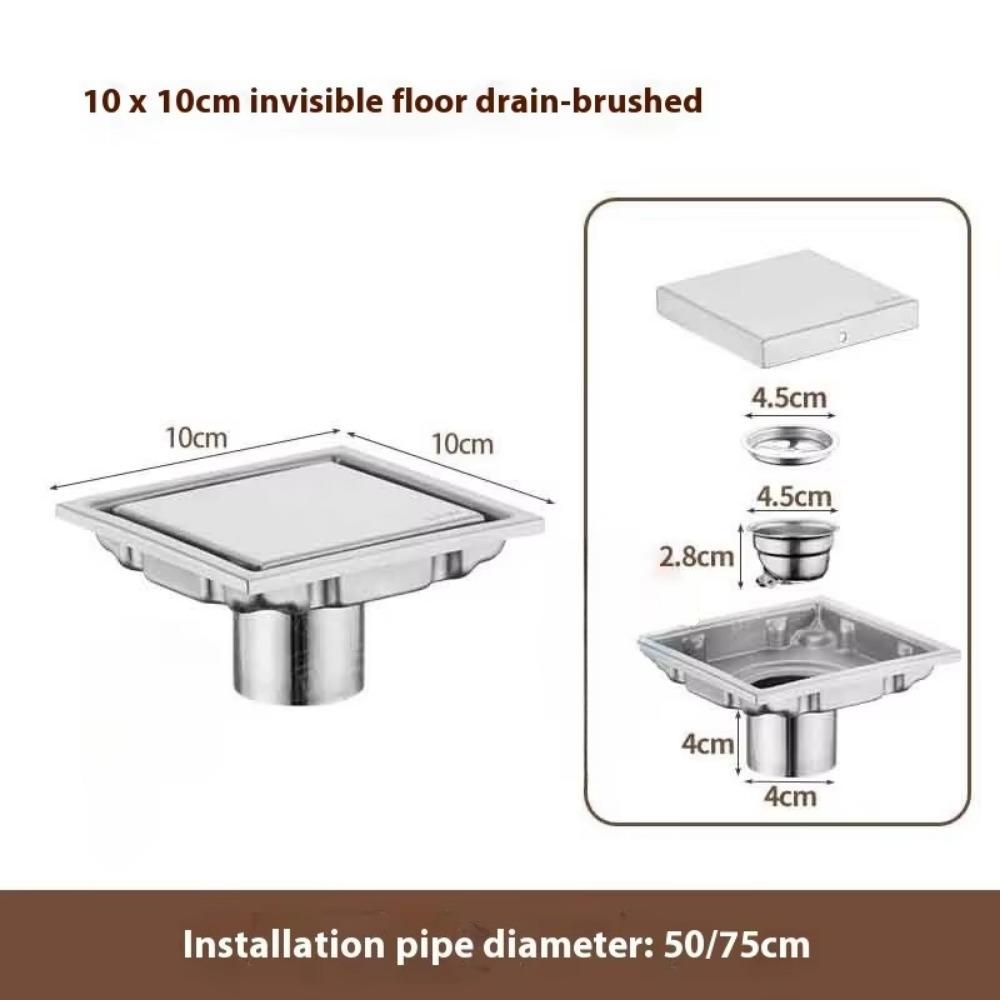 Anti-Odor Floor Drain Cover Recessed Shower Filter Invisible Drainage Covers  Bathroom Drains