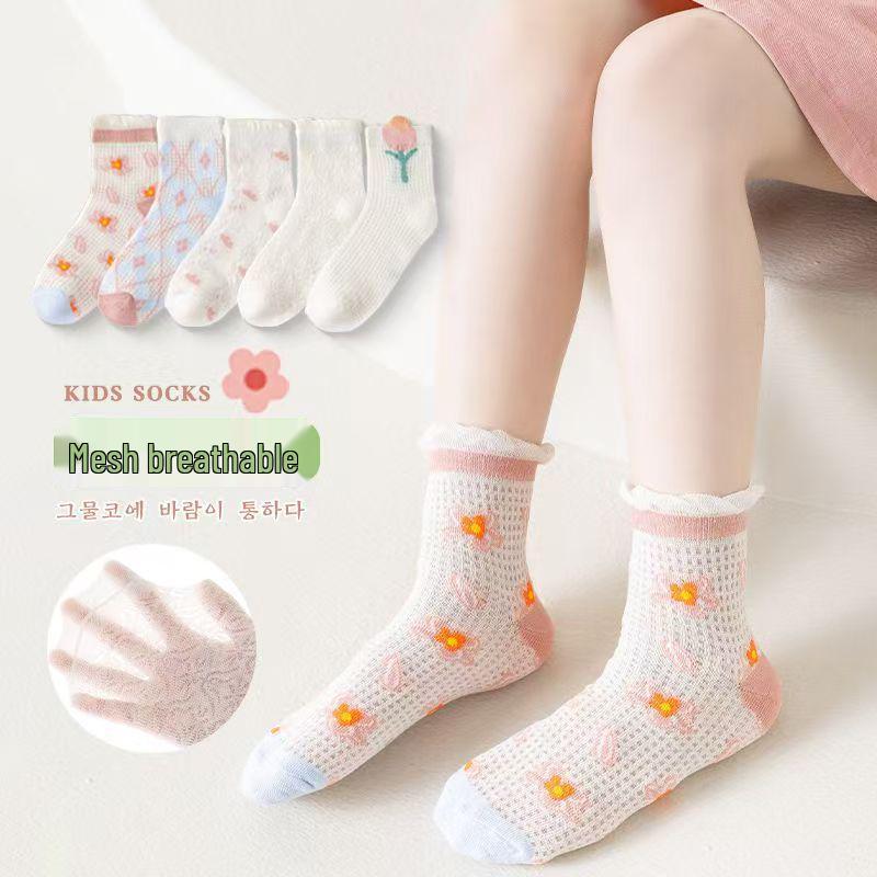 Calcetines Rosas de Princesa para Niñas: Diseño de Conejo de Encaje Otoño e Invierno