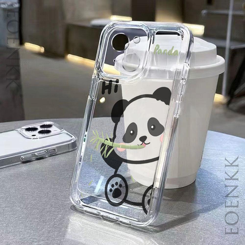 Climbing wall panda Phone case iPhone17 16pro 15 Pro Max 11 12 13 16 14 Plus Silicone Shockproof transparent phone case