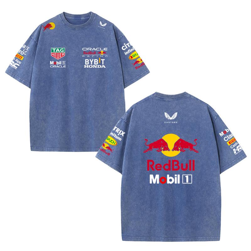 Red Bull 2026 Zomer F1 Racepak  Vestapan Team Uniform Korte Mouwen Vintage Was T-shirt Rond Hals T-shirt M