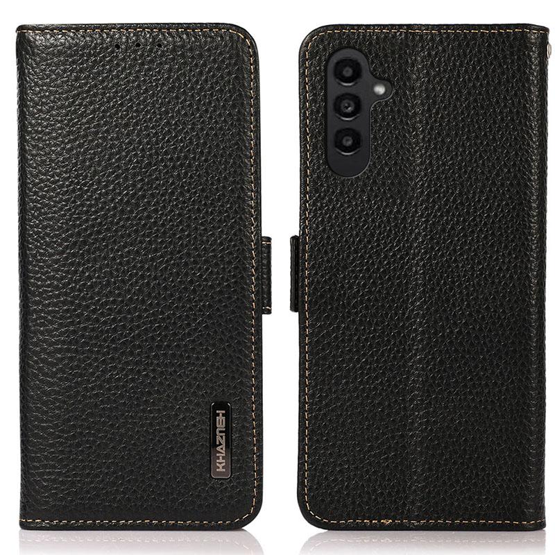 KHAZNEH For Samsung Galaxy S25+/S24+ Cover RFID Blocking Genuine Cow Leather Phone Shell