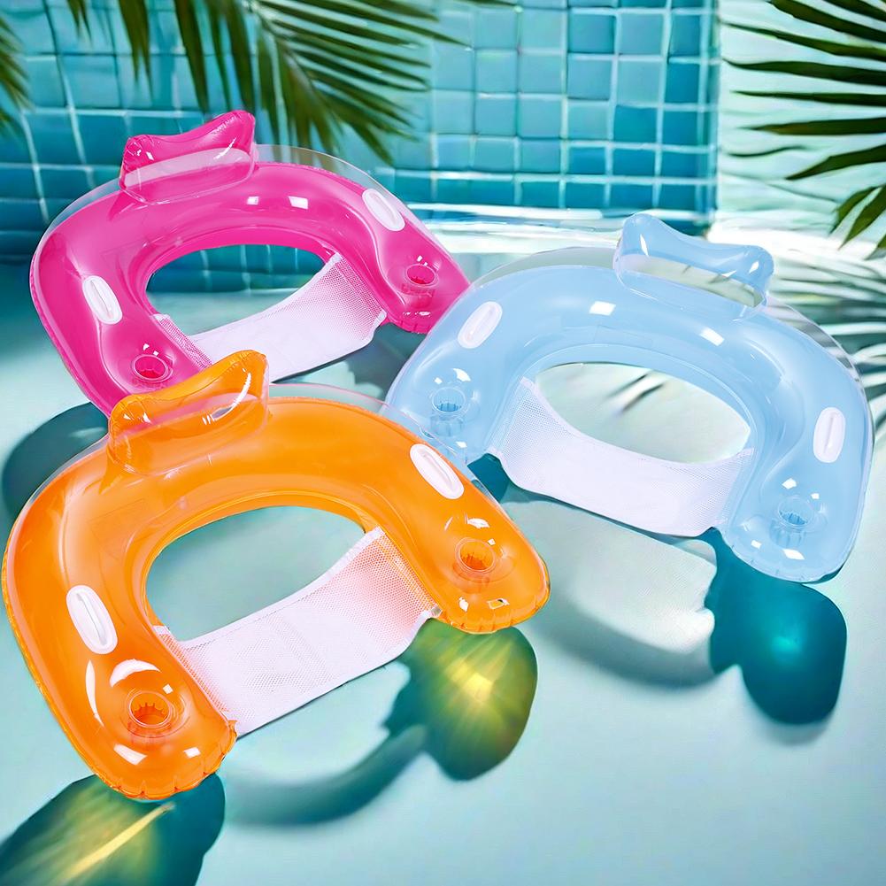 Pool Floaties with Cup Holders and Handles Floating Pool Chair Pool Raft for Adults Swimming Pool Party Summer Water Fun