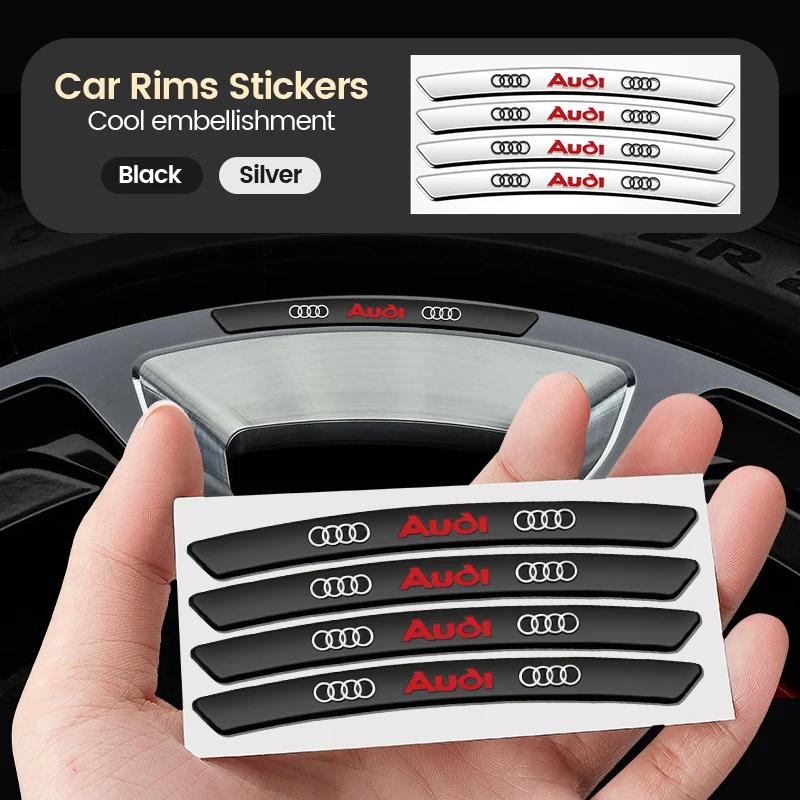 4pcs Aluminum Car Wheels Rims Badges Stickers Decals For new Sline A4 A5 S3 S5 A3 8p 8v b6 b8 S8 S4 B9 C7 C6 Auto Accessories