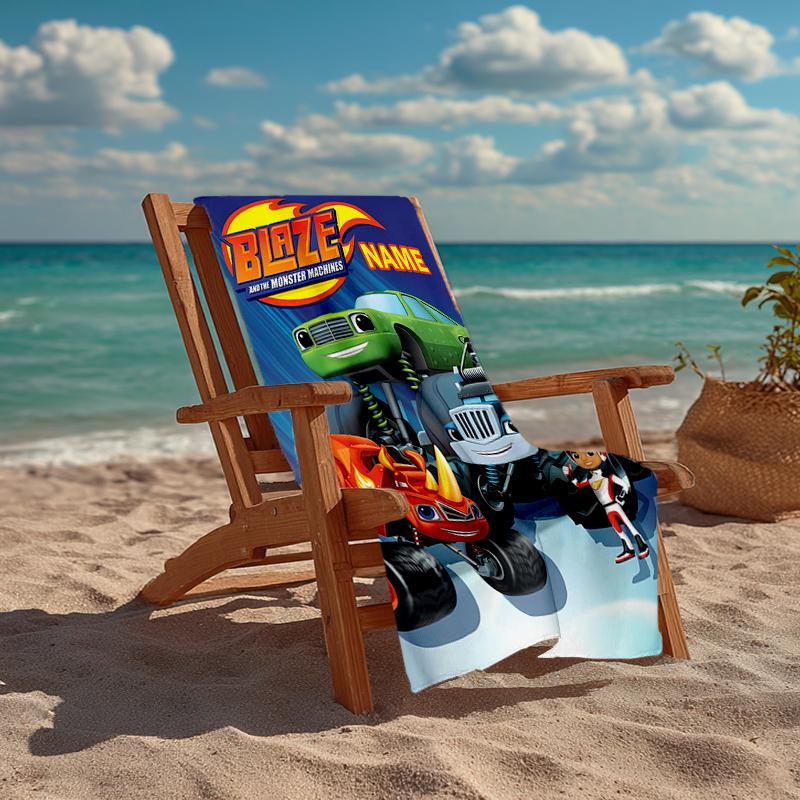 Personalisierbares ultraweiches Strandtuch mit LKW-Thema, Ideal für Pool - Camping, Tauchen - Perfekter Reisebegleiter, Lebendiges Strandtuch.