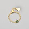 Light Luxury Vintage Colored Diamond Chain Sliding Ring Women Niche Design Statement Index Finger Jewelry Fashion