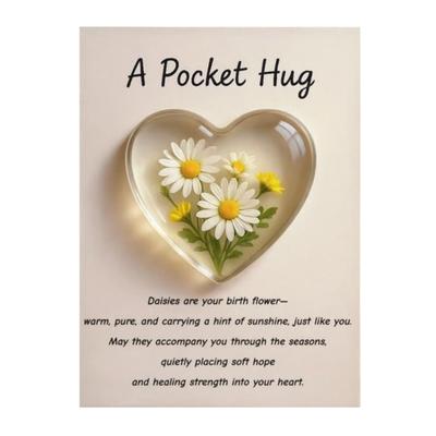 Geburtsblumen-Taschenumarmung mit heilenden Aufmunterungsgedichten Geburtsblumen-Klares Herz-Andenken Tragbares Sentimentales Geschenk