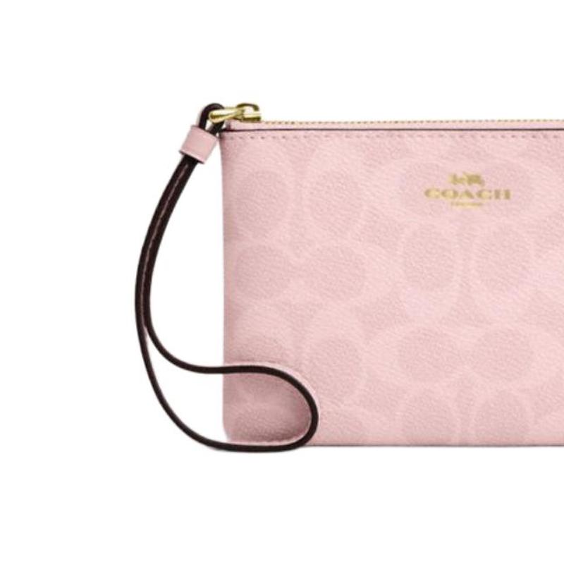 Coach Classic Logo Faux Leather Clutch Small Pink Women Clutch CAQ75-IMPO