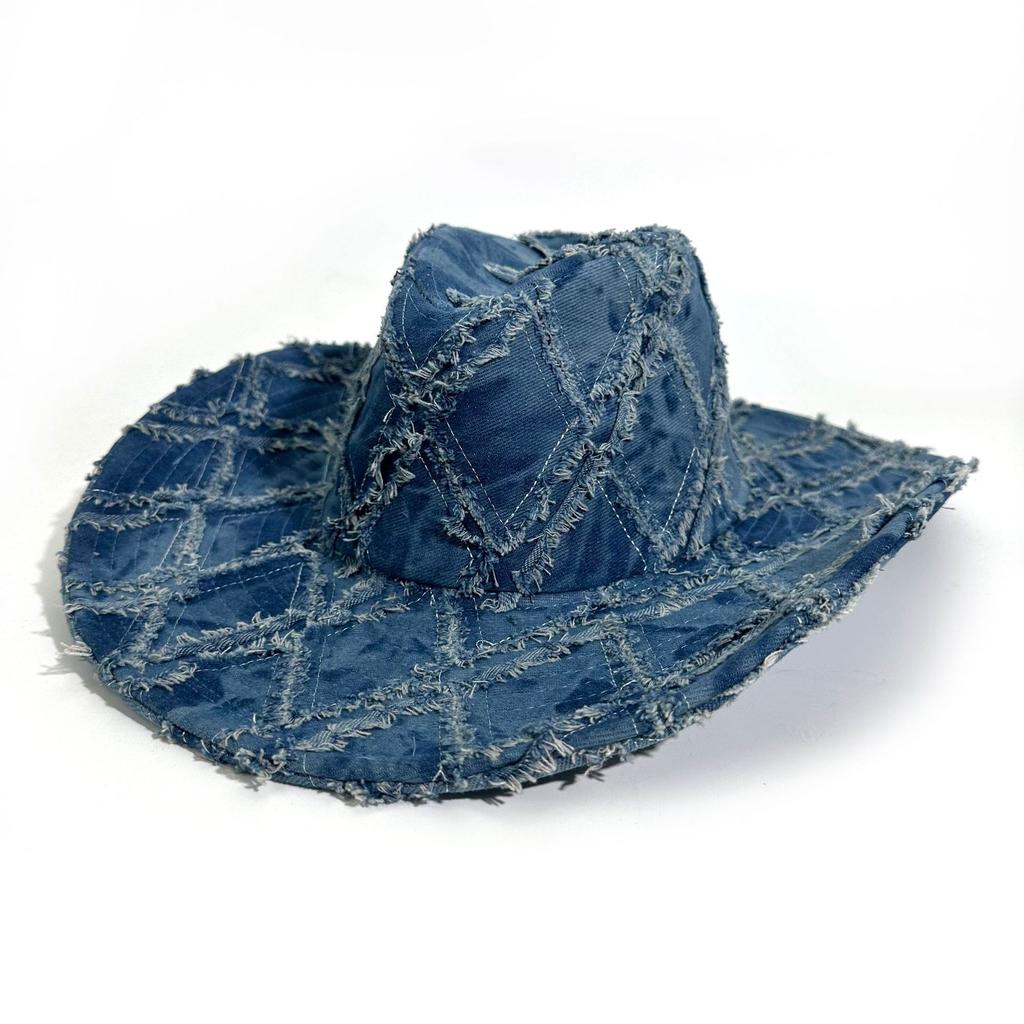 Western Denim Hat Powder Exquisite Three-Dimensional Embroidered Top Hat Versatile Outdoor Travel Jazz Hat