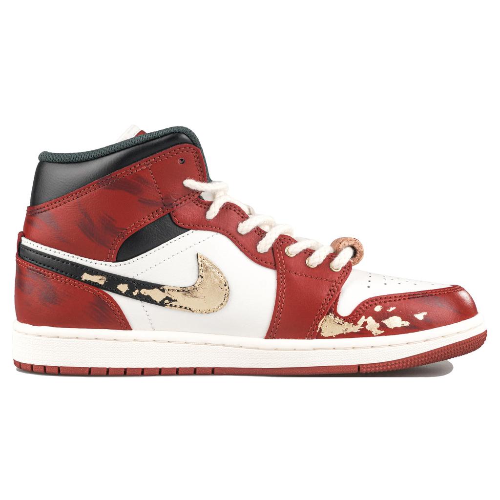 Jordan Air Jordan 1 RISK CNY Jahr des Pferdes, Geist des Drachenpferdes Mittelhohe Vintage Basketballschuhe Unisex DQ8426-105(Team27-S-BOX)