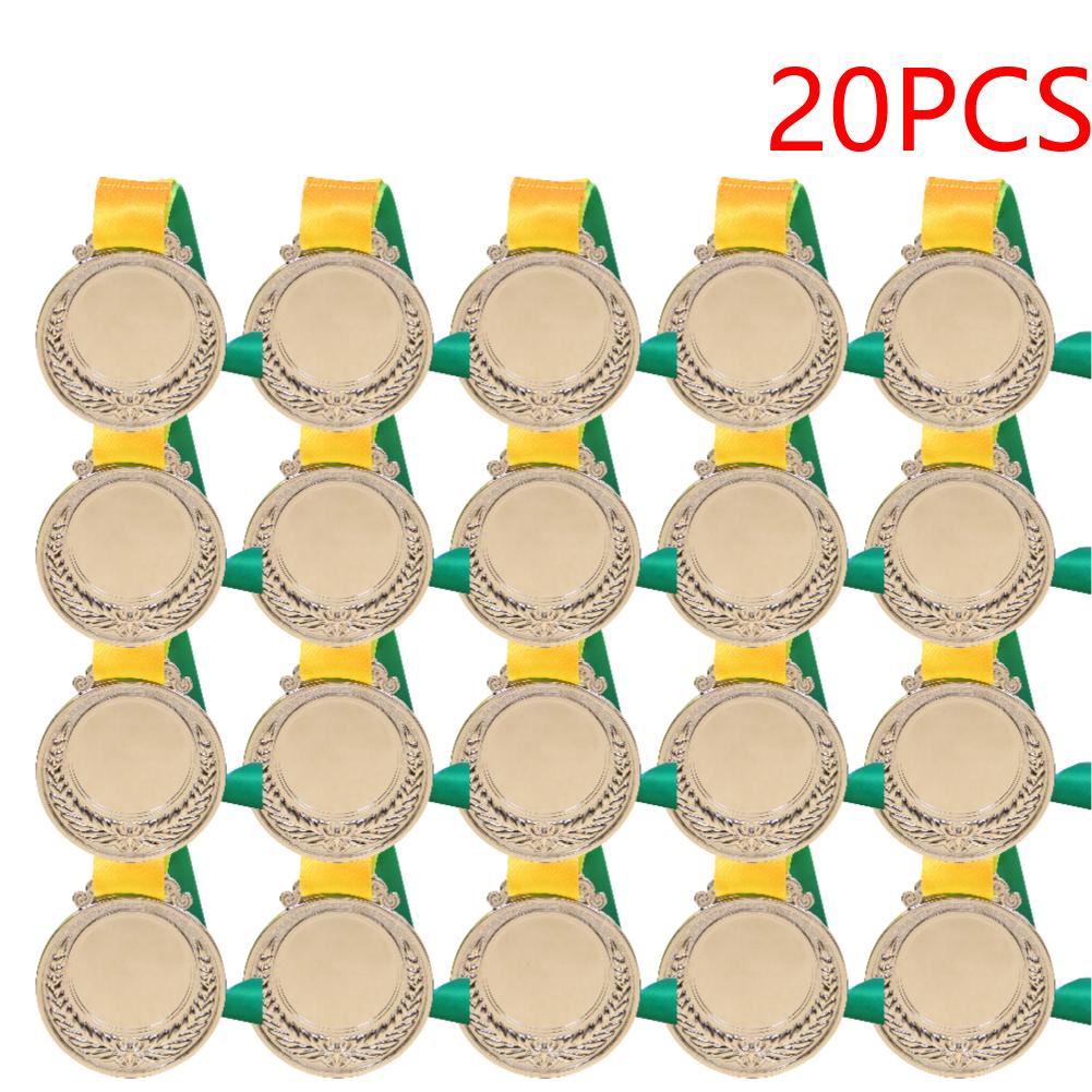 5-20PCS 2 Inches Gold Silver Bronze Prize with Neck Ribbon 1st 2nd 3rd Prize Medal Round for Kids School Sports Meeting