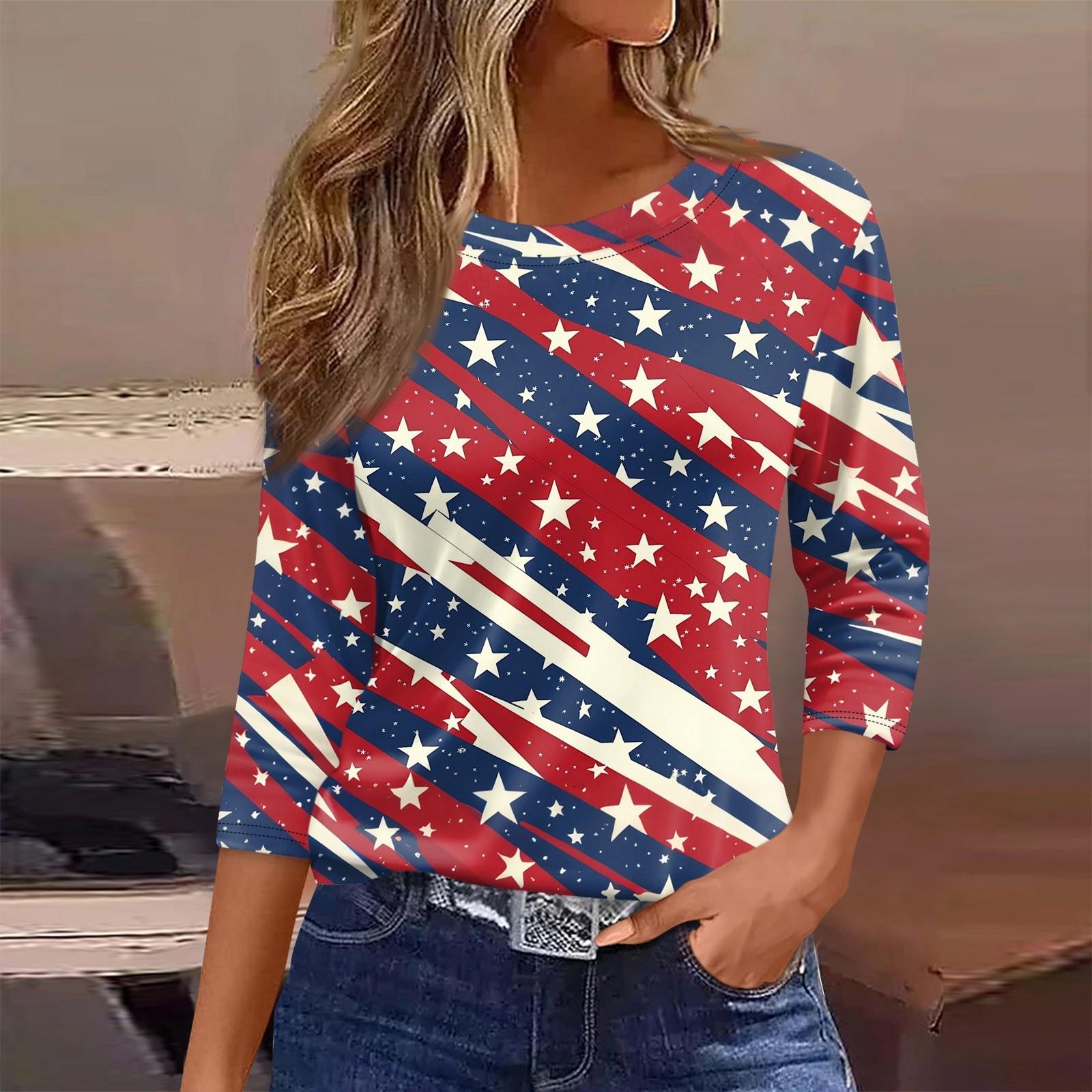 

Женская футболка с принтом, рукав 3/4, повседневная мода, базовый круглый вырез, обычный топ XL