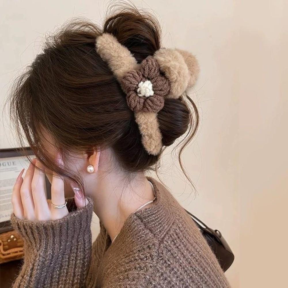 

Plush Shark Clip Vintage Hair Claw Clips New Headband For Women 4