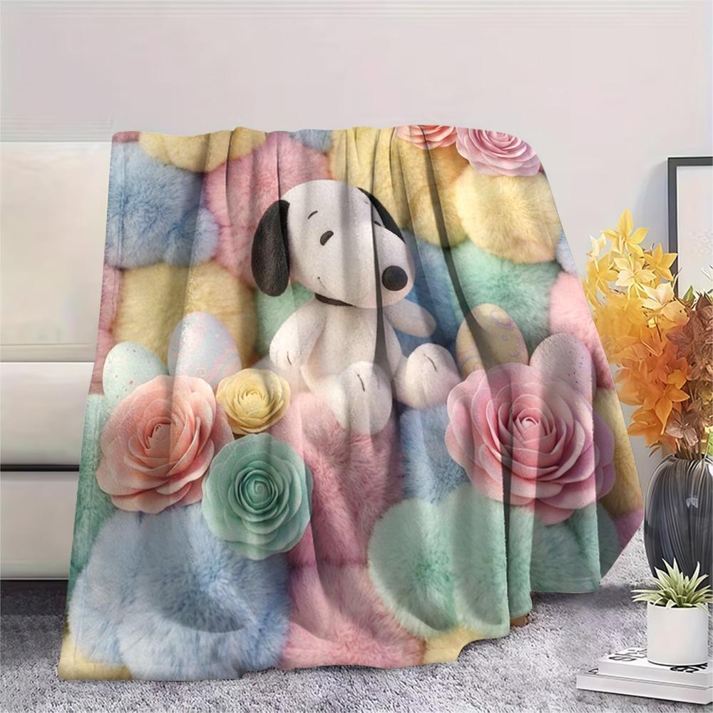 1Pc Snoopy Print Flannel Blanket, High quality Comfortable for All Seasons, Home Decor, Warmth and Comfort, Perfect for Christmas Gifts