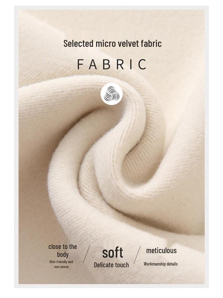 Women's Micro-Fleece Stand-Up Collar Base Layer: Thick, Warm Mid-Neck Top for Fall & Winter