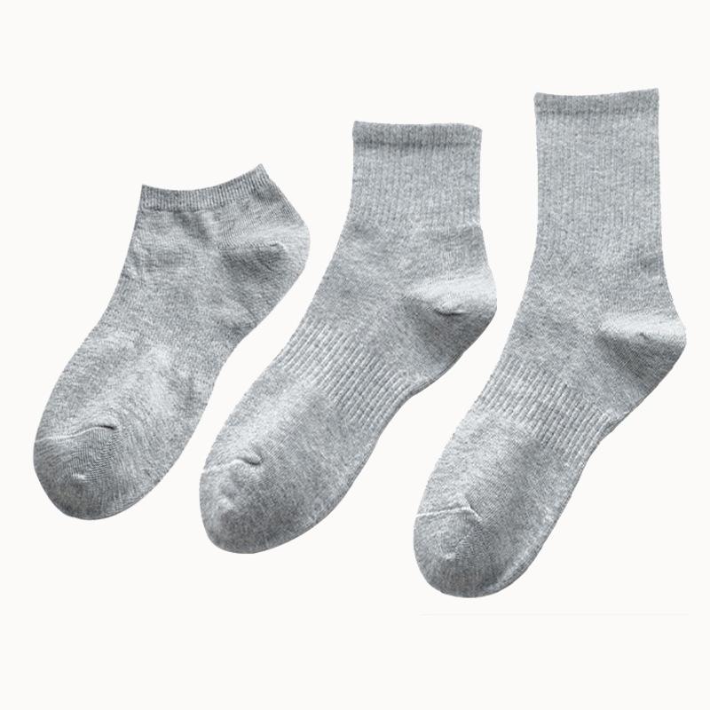 Popular Women 3 Length Crew Ankle Short Cheap Socks White Black Grey Solid Color Daily Work Socks