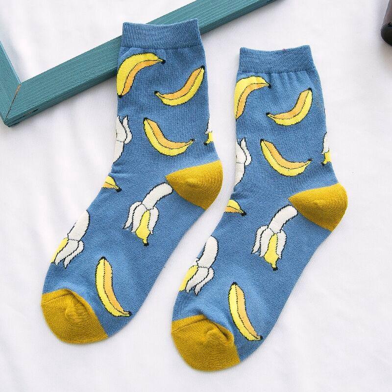 Women Funny Socks Spring Autumn Cartoon Socks Avocado Lemon Watermelon Peach Strawberry Banana Cotton Harajuku Casual Socks