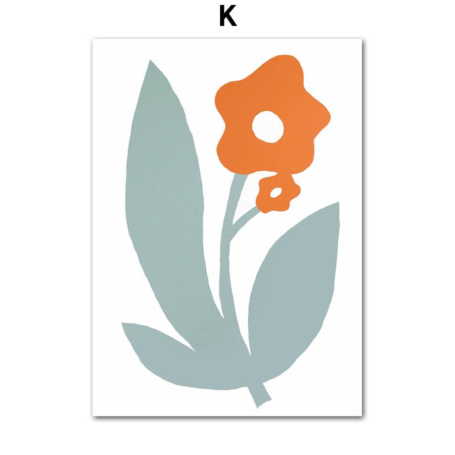 Retro Flowers Vase Leaves Gallery Colorful Funky Poster And Prints Wall Art Canvas Painting Wall Pictures For Living Room Decor