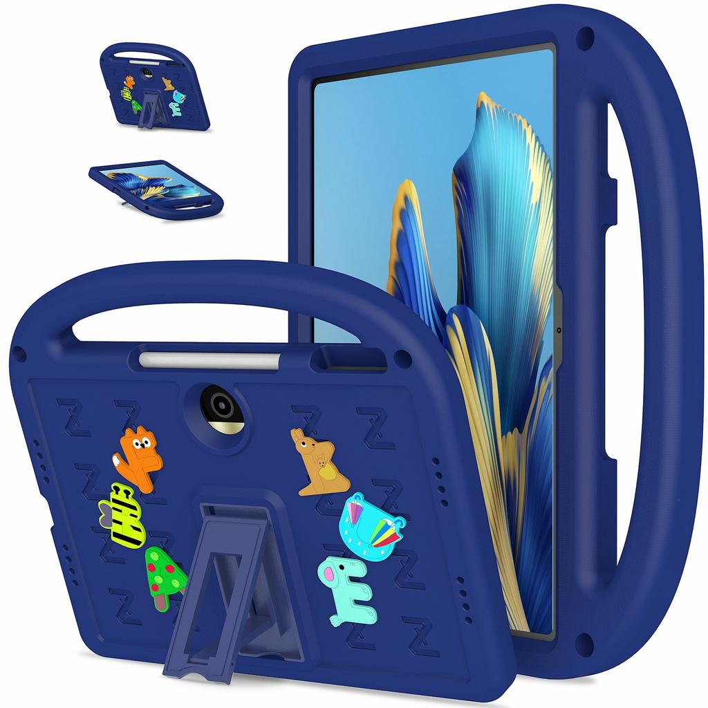 For Honor Pad 9 Kickstand Case Cartoon Design Anti-Drop EVA+PC Tablet Cover with Strap for Kids