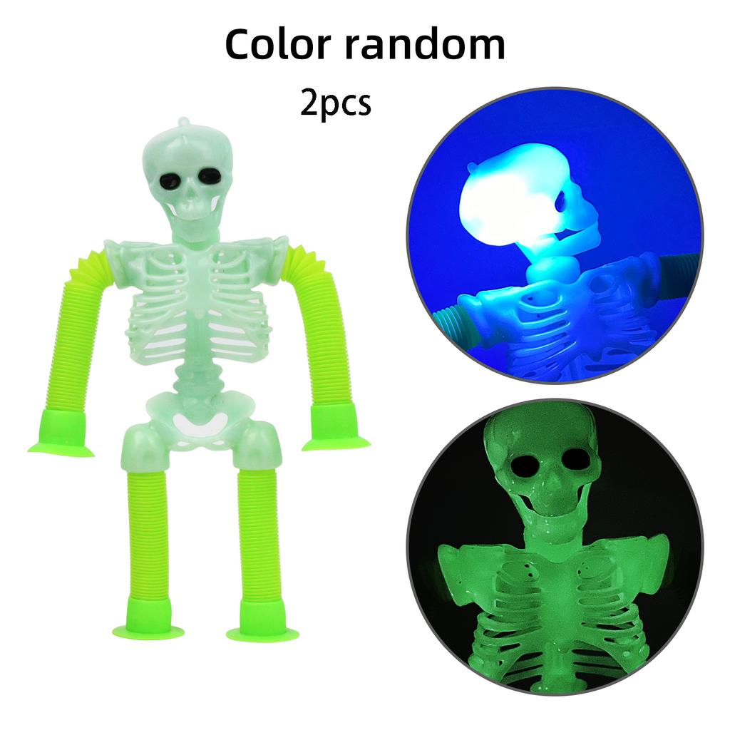 Versatile Telescopic Pull Tube Skeleton Halloween Decompression Toy Prank And Funny Skeleton Skeleton Color Random