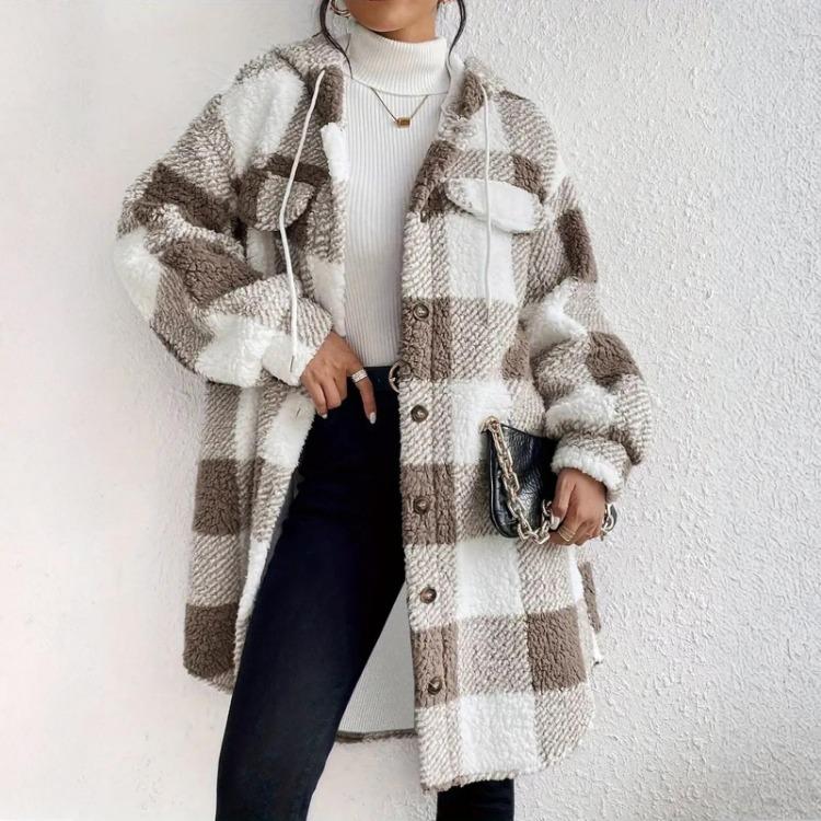 Fashion Casual Women Loose Jacket Lapel Round Neck M хаки