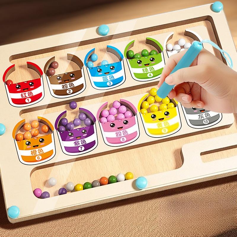 Wooden Magnetic Counting Operation  Color Classification  Magnetic Pen  Bead Shift Game  Educational Early Education Toys