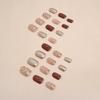 24 Pieces Caramel Brown Champagne Fine Sparkling Color Short Square Girl Versatile White Fake Nails Wearing Armor