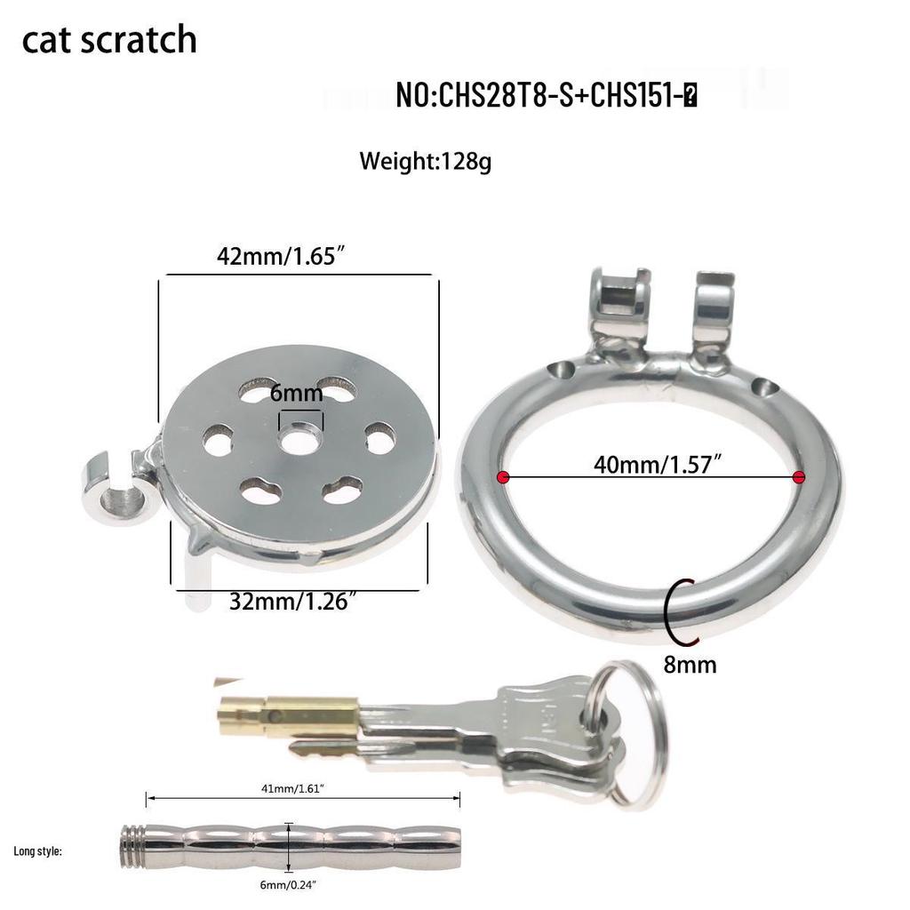 Stainless Steel CB Purity Device: Cat Paw Chastity Lock with Tube for Men