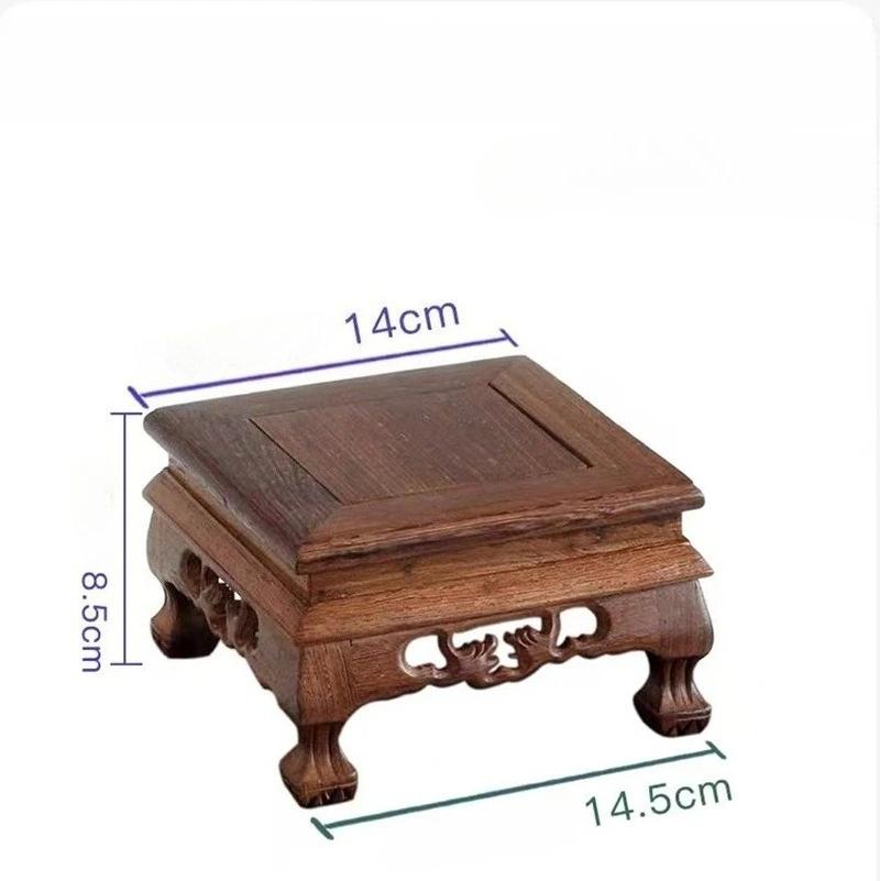 Retro Wooden Engraving Tea Tray Teapot Bases Bonsai Buddha Stand Fish Tank Pedestal Wooden Flowerpot Base Furniture Home Decor