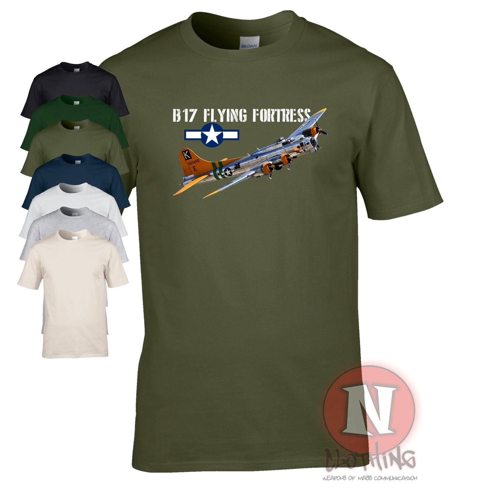 B17 Flying Fortress aircraft T-Shirt USAF design. The legendary World War 2 bomber aircraft S