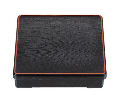 Wakaizumi Square Wood Grain Bento Black and Vermilion Sold Lacquerware, ABS, 8-inch Box, (divider Separately) 1-399-1