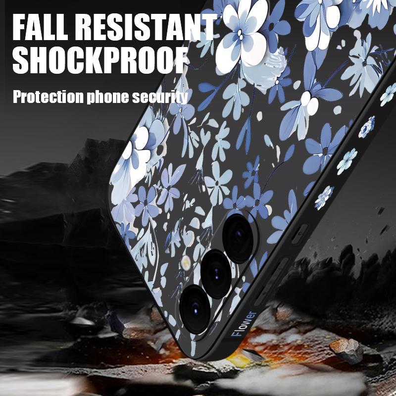 Etui z smyczą i nadrukiem kwiatowym do Samsung Galaxy S24 S23 S22 Ultra S21 FE A14 A34 A52 A54 A15 A25 A35 A55 5G A16 A56 S25 Plus S26 Ultra Pokrowiec