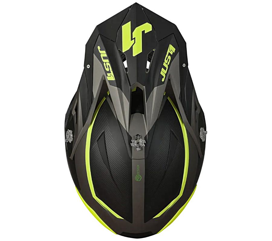 Kask Just1 J39 Gwiazdy Czarne Fluo Żółte Tytan Matowy Xl