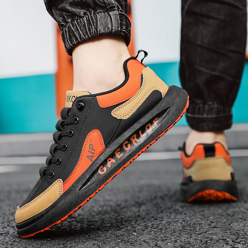 

Кожаные туфли, скейтборд, лоферы, мужские осенние кроссовки с круглым носком, повседневная мода, нескользящая обувь, низкие туфли, новые уличные туфли 44 темно-оранжевого