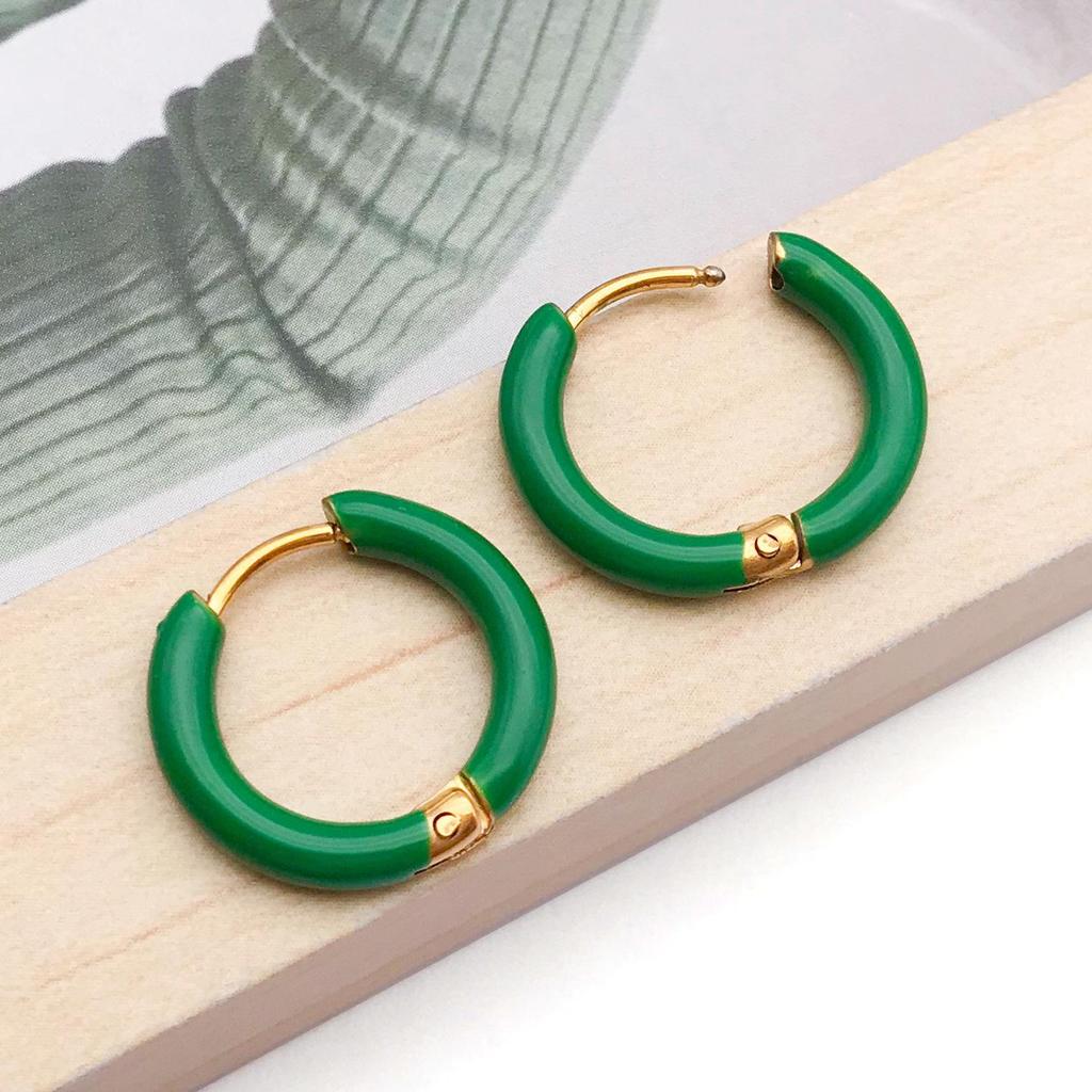 Stainless Steel Enamel Drip Earrings: U-Shaped Geometric C-Studs, Titanium Steel DIY Accessories