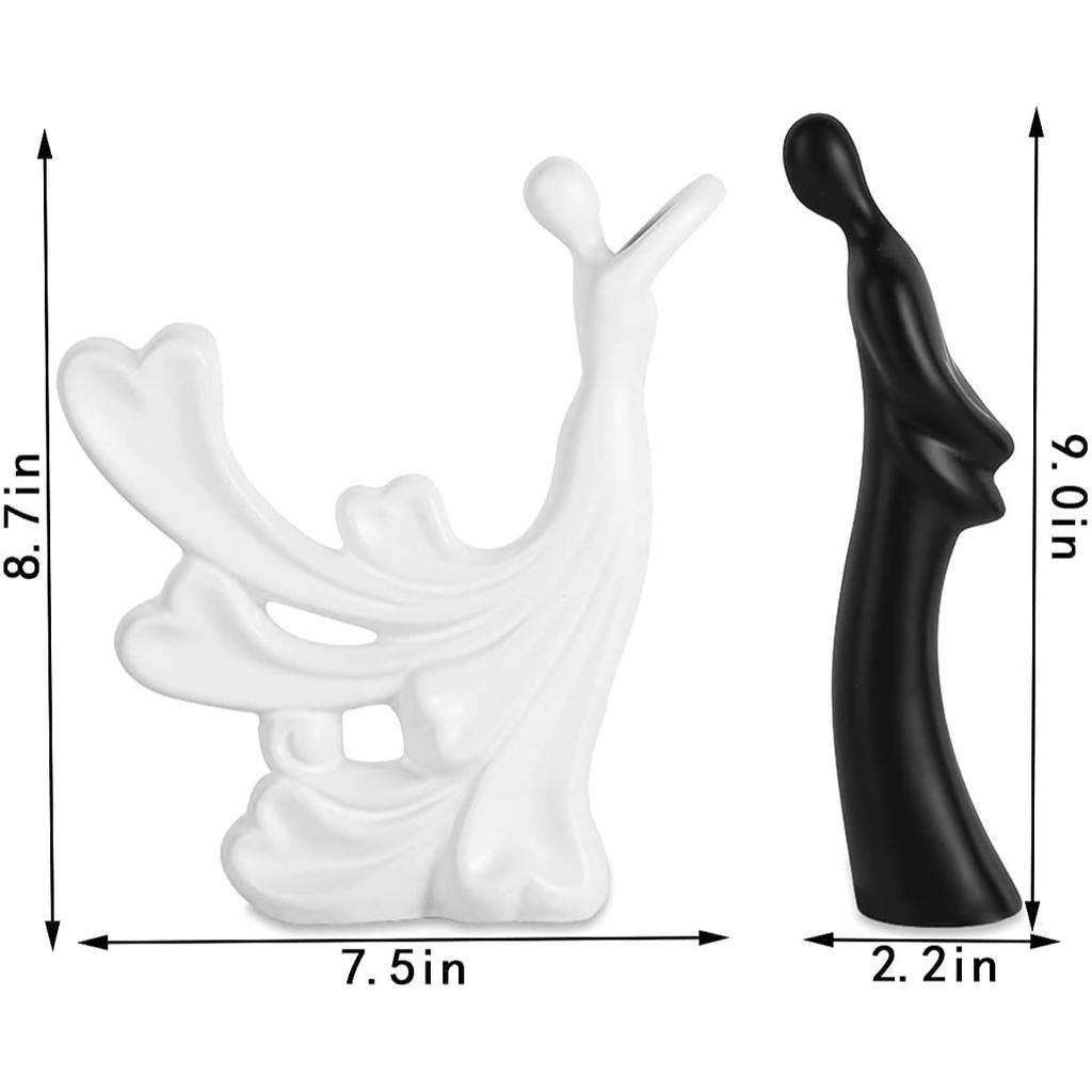 Passionate Lover Hugging Couple Figure | Beautiful Home Decor - (Set of 2, White Black),Brass, Love