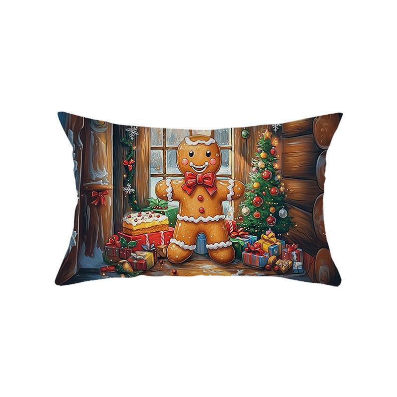 Christmas Waist PillowcaseAtmosphere Decoration Living Room Sofa Pillow Polyester Printed Cushion Cover