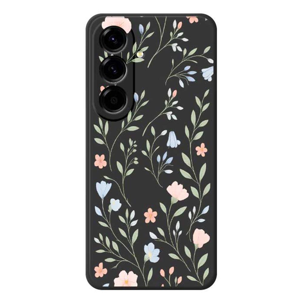 For Samsung Galaxy A56 5G Case Pink Blue Flowers Pattern Printing Straight Edge TPU Phone Back Cover