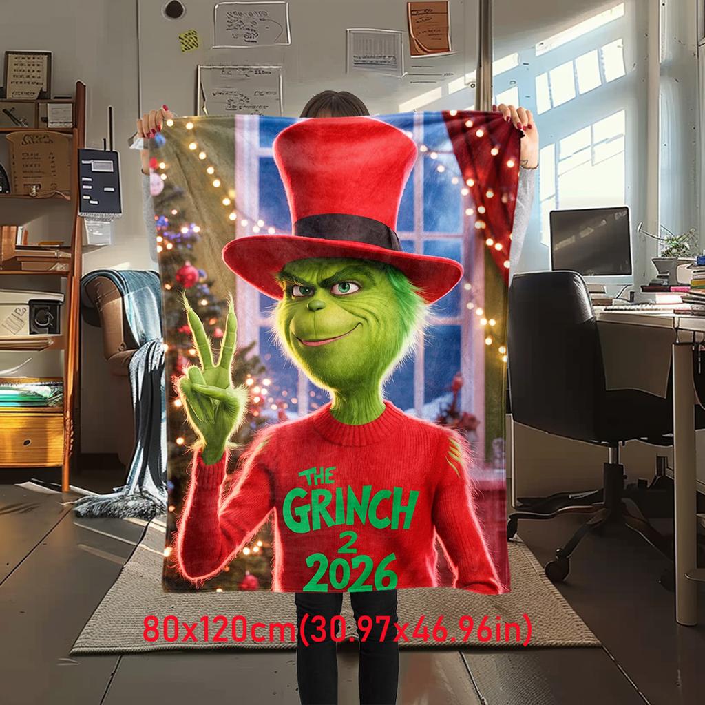 Christmas Gift Comedy Movie How the Grinch Stole Christmas Blanket Home Warming, Four Season Bed Decoration Sofa Cover Flannel Throwing Blanket K13