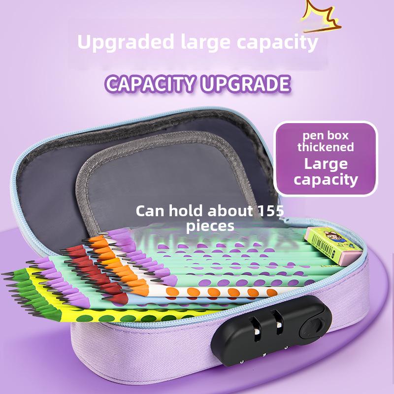 Password-Protected Large Capacity Pencil Case for Students: Multifunctional Stationery Box for Boys and Girls In Junior and High School.