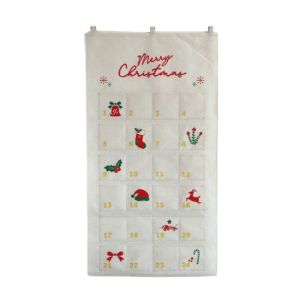 Christmas Advent Calendar with 24 Pockets Empty Decorations Decorative Household Organizer for Party Living Room Door Dorm Home