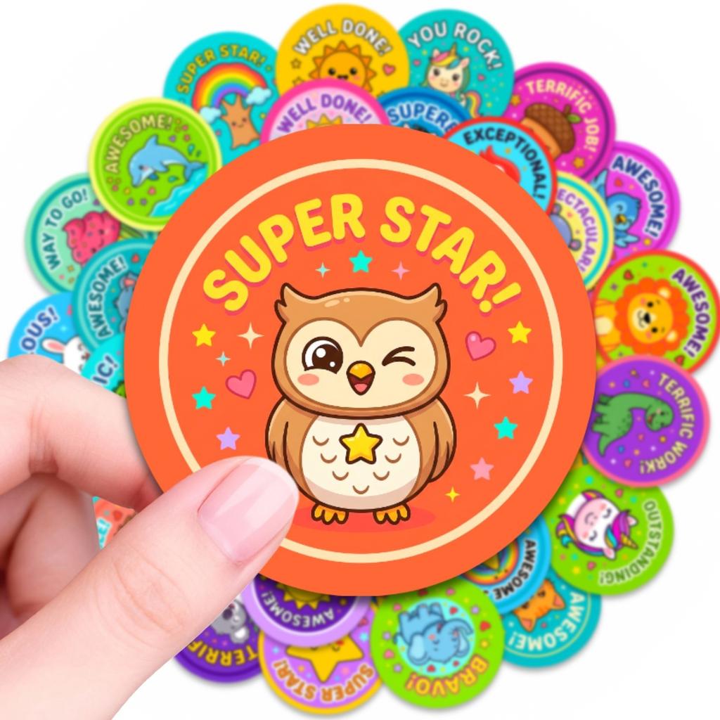 50 Cartoon Animal Reward Stickers Children'S Learning Encouragement Stickers Notebook Luggage Waterproof Decorative Stickers