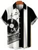 Gothic Cross Floral Print Short Sleeve Shirt, Trendy Casual Button-Up Top