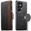 SUTENI Q-07 For Samsung Galaxy S25 Ultra Case Magnetic Color Splicing Cowhide Texture Leather Cover