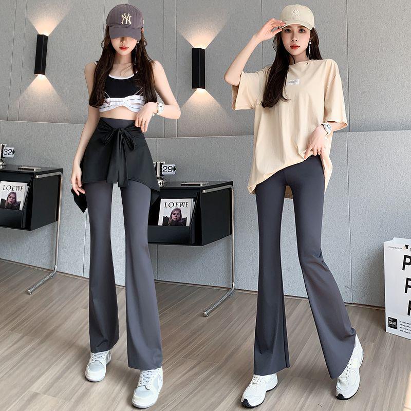 High-Waisted Slim Fit Velvet Wide-Leg Yoga Pants for Spring, Autumn, and Winter