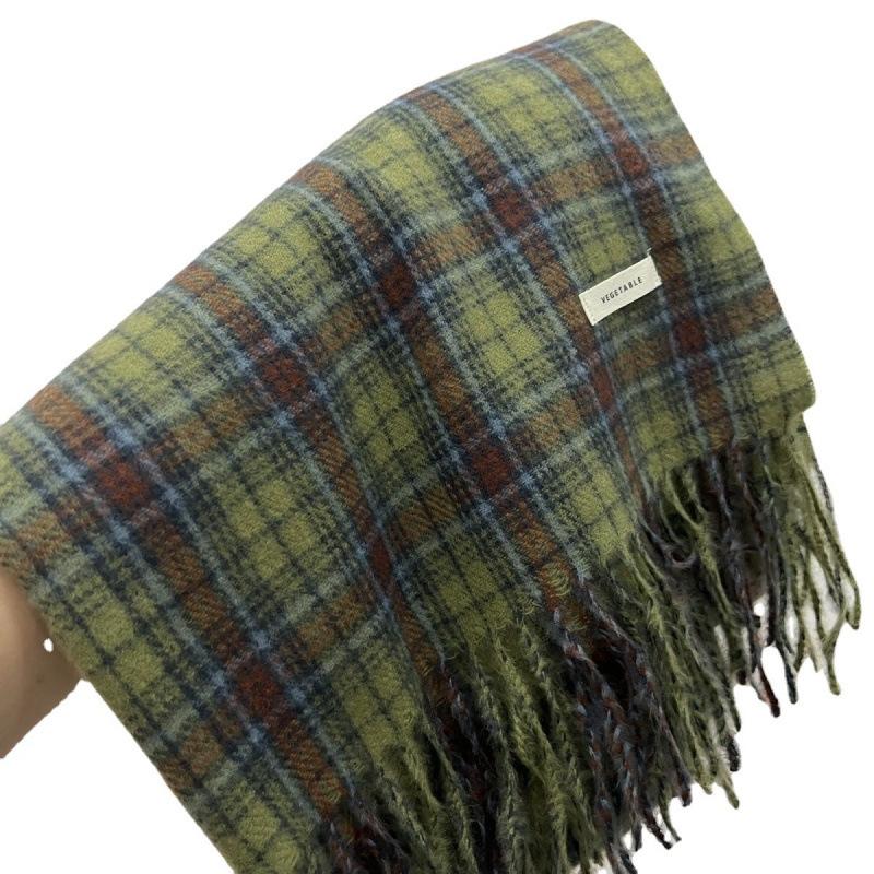 Green Plaid Scarf for Men and Women Winter High End Ins Style Student Korean Version Cute Versatile Shawl for Women