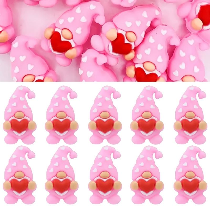 5Pieces Valentine Day Craft Beads 30mm Valentine Dwarf Silicone Beads for Bracelet Necklace Jewelry Making Art Craft